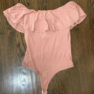 mauve off the shoulder bodysuit